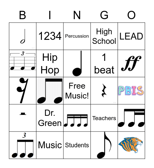 Bucket Drumming Percussion Music Class Bingo Card