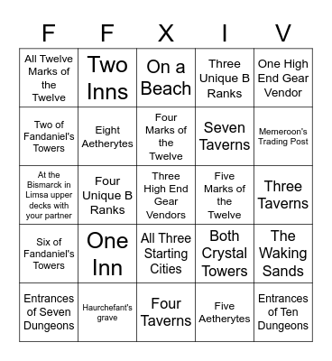 FFXIV Teleportless 2v2 Lockout Bingo Card