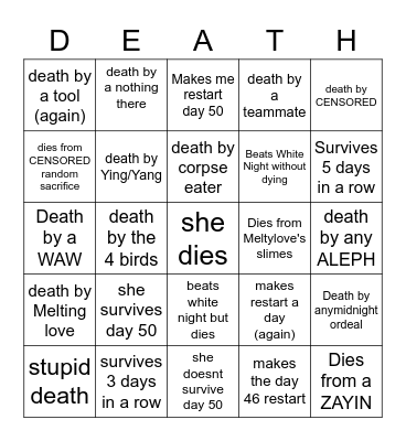 Courtney's Bingo Card