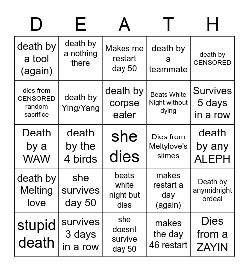 Courtney's Bingo Card