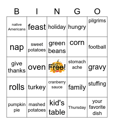 Thanksgiving Bingo Card