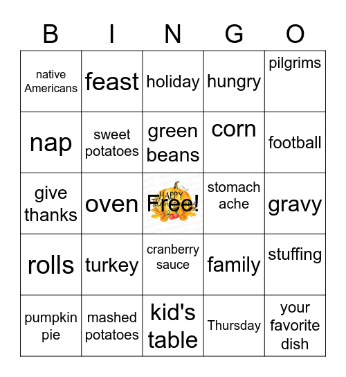Thanksgiving Bingo Card