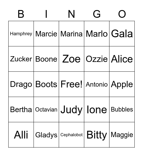 Animal Crossings Bingo Card