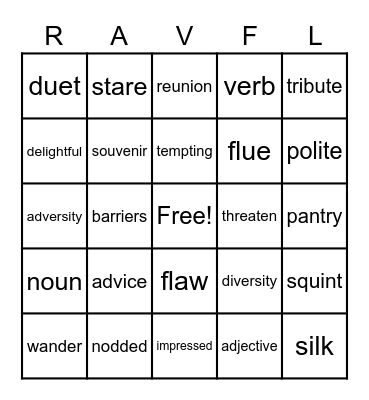 RAvFL BINGO Card