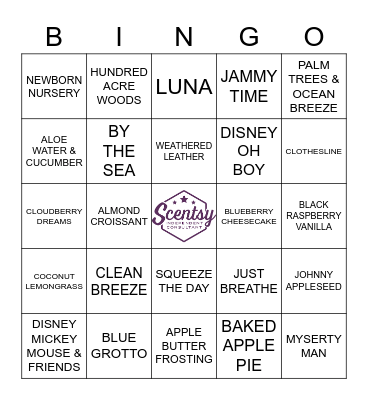 SCENTSY BINGO-SCENTS Bingo Card