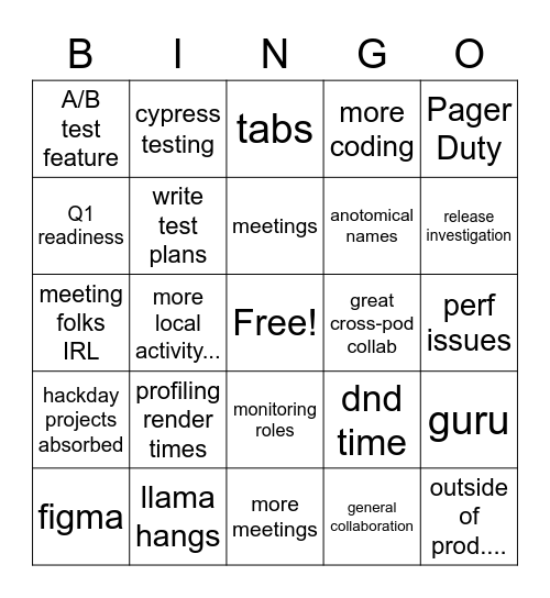 retro! Bingo Card