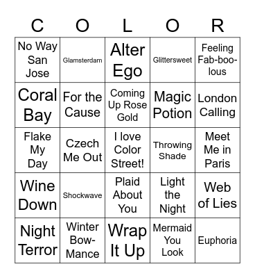 COLOR STREET BINGO Card