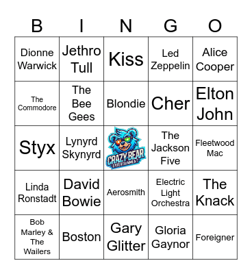 Crazy Bear 1970s BINGO Card