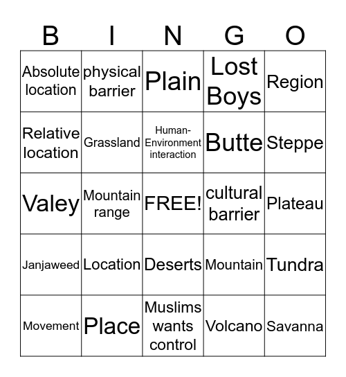 Bingeography Bingo Card