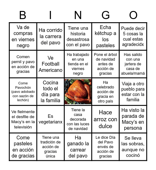 Ethicon Thanksgiving bingo Card