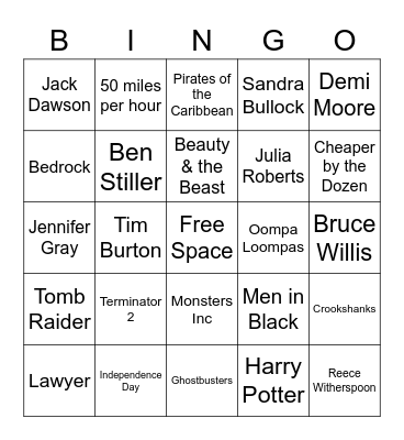 Movie Trivia Bingo Card