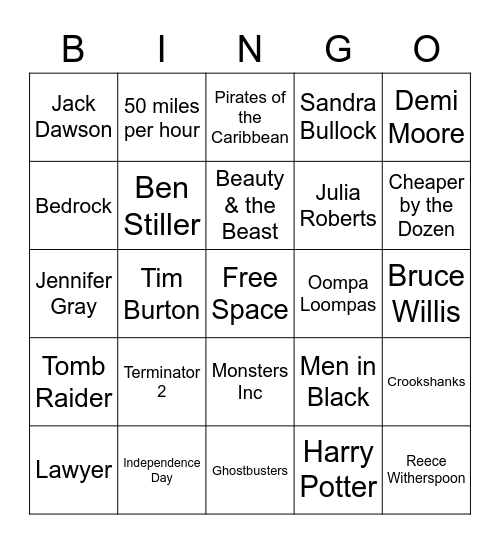 Movie Trivia Bingo Card