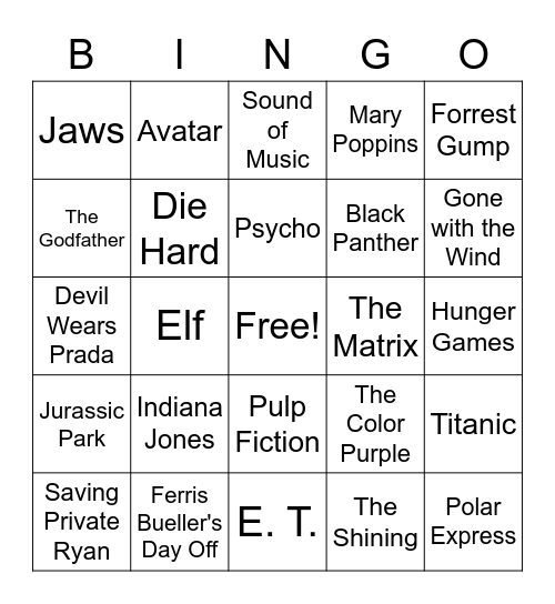 Movie Trivia Bingo Card