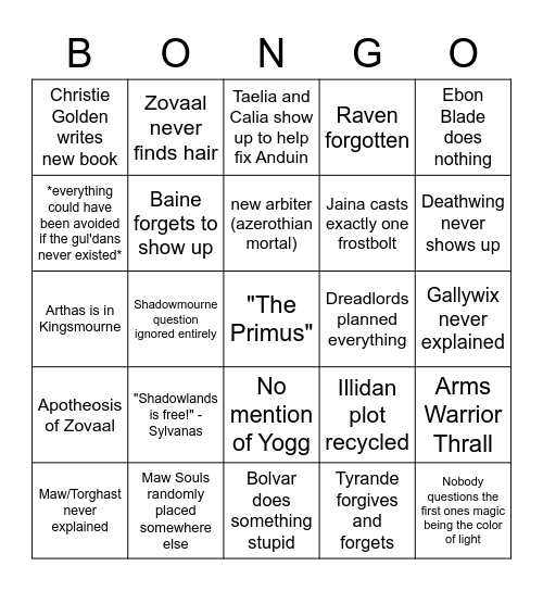 buh Bingo Card