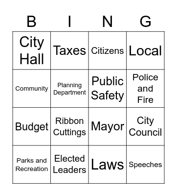 local government Bingo Card