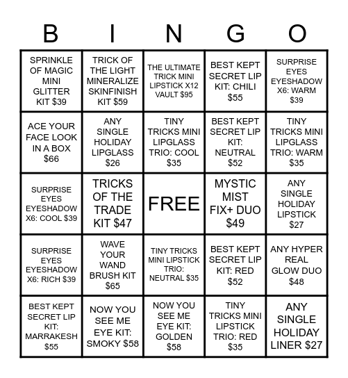 MAC HOLIDAY BINGO Card