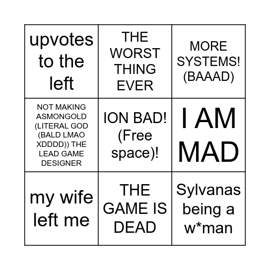 SYSTEMLANDS (BAD!) DEVELOPER (OUT OF TOUCH!) PREVIEW BINGO Card
