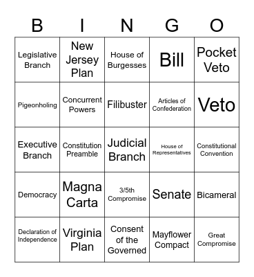 MID TERM EXAM BINGO Card