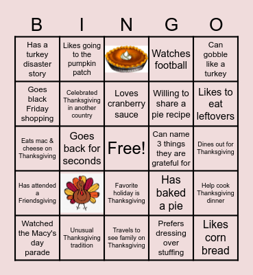 Thanksgiving Bingo Card