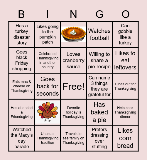 Thanksgiving Bingo Card