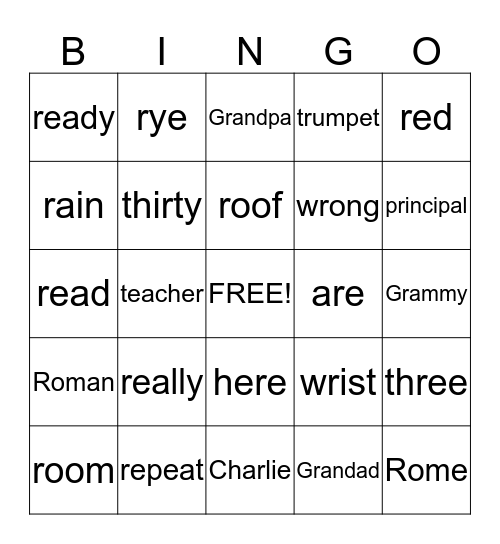 Siobhan's R Bingo Game Bingo Card