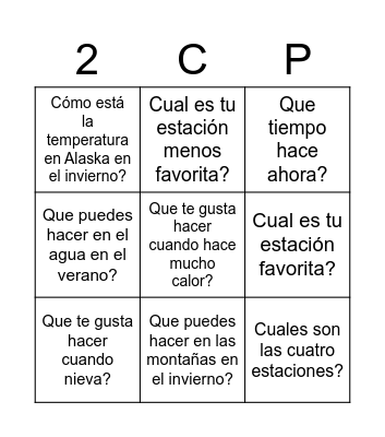 2 CP Bingo Card