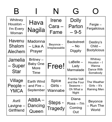 Courtney's Bridal Bingo Card