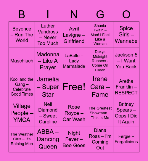 Courtney's Bridal Bingo Card
