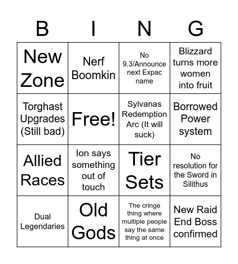 9.2 Annoucements Bingo Card