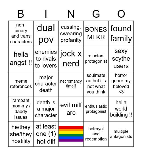 Graveborne Bingo Card