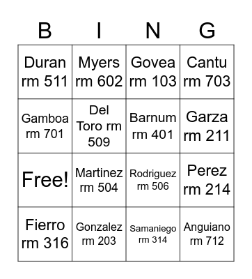 Pop-Ins Bingo Card