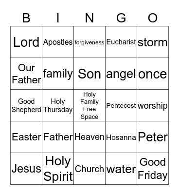 First Grade CCD Bingo Card