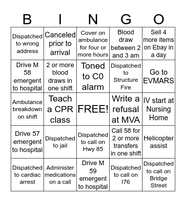 EMS 53 Bingo Card