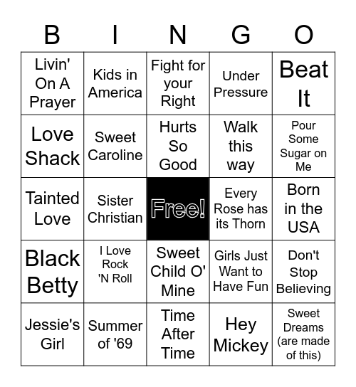 GCMC Music Bingo Card