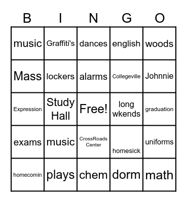 Bennie Bingo Card
