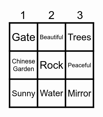 In a Chinese Garden Bingo Card