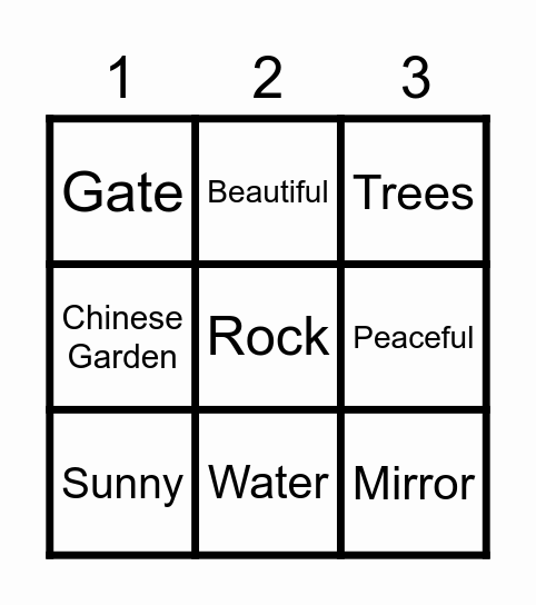In a Chinese Garden Bingo Card