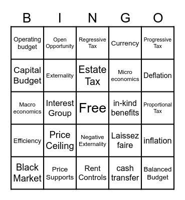 Unit 3 Bingo Card