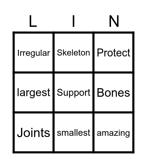 My Bones Bingo Card