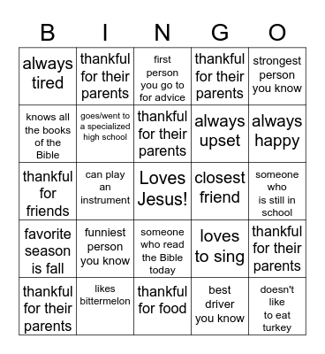 Autographs Bingo Card