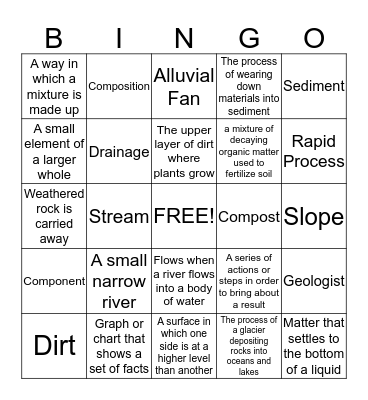 Vocabulary Bingo Card