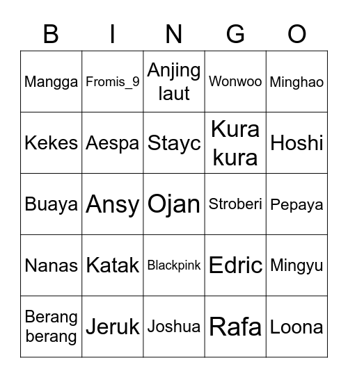 Bingo punya Anya Bingo Card