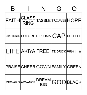 GRADUATION Bingo Card