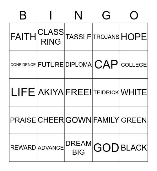 GRADUATION Bingo Card