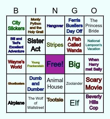 Teri's Best Funny Movies Bingo Card