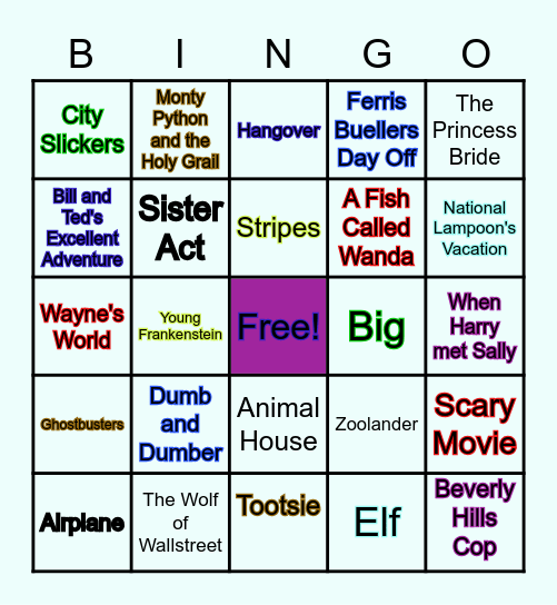 Teri's Best Funny Movies Bingo Card