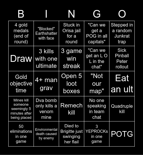 Emongg Overwatch Bingo Card