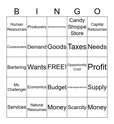 Economics  Bingo Card