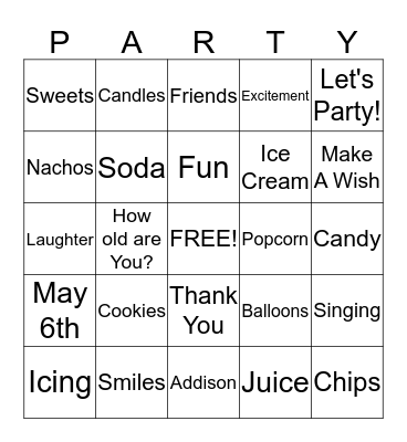 Happy Birthday Bingo Card