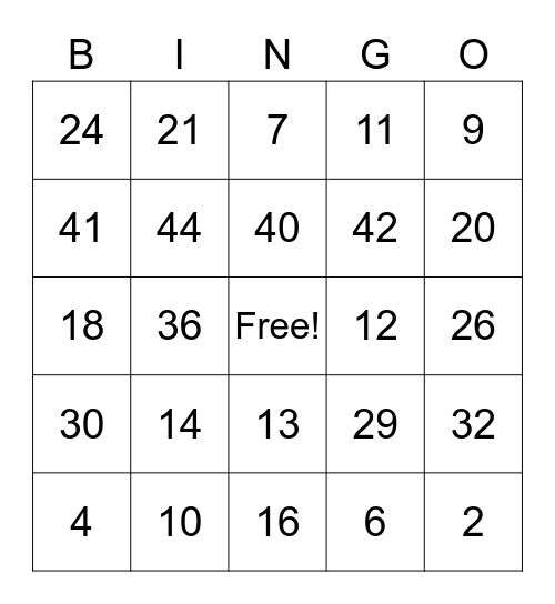 Screenshot of... Bingo Card